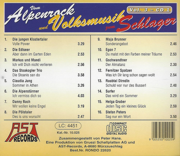 ladda ner album Various - Vom Alpenrock Und Volksmusik Zum Schlager Vol 3 CD 1