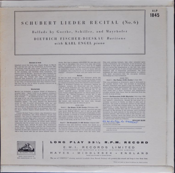 baixar álbum Schubert, Dietrich FischerDieskau With Karl Engel - Schubert Lieder Recital No 6