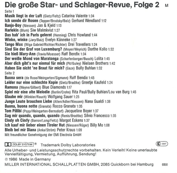 descargar álbum Various - Die Große Star Und Schlager Revue Folge 2