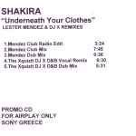 Cover of Underneath Your Clothes (Lester Mendez & DJ X Remixes), 2002, CDr