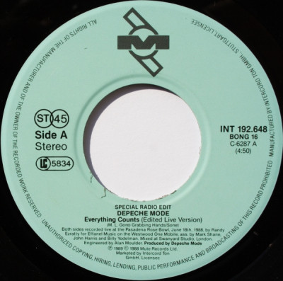 last ned album Depeche Mode - Everything Counts Edited Live Version Everything Counts Full Live Version