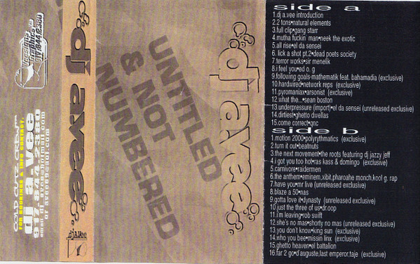 DJ A.Vee – Unaltd & Not Numbered (1998, Cassette) - Discogs