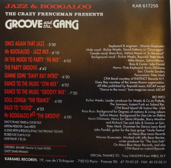 lataa albumi The Crazy Frenchman Presents Groove And The Gang - Jazz Boogaloo