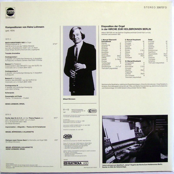 Album herunterladen Heinz Lohmann, Mikael Börresen - Kompositionen Über B A C H Compositions On B A C H