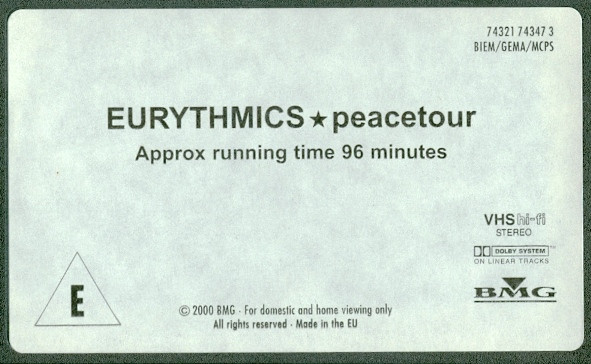 Eurythmics – Peacetour (2000, DVD) - Discogs