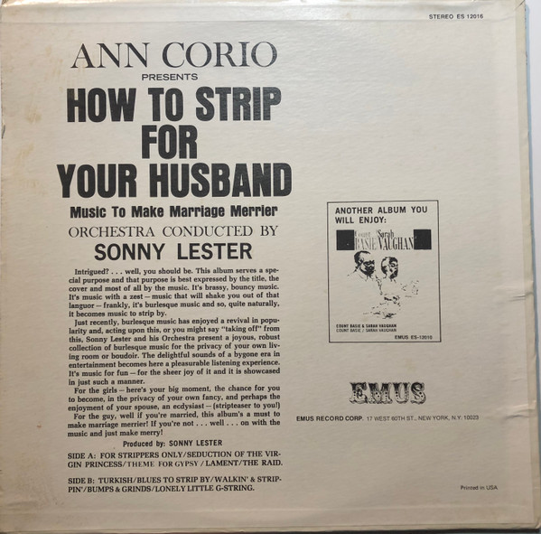 Album herunterladen Ann Corio, Sonny Lester & His Orchestra - How To Strip For Your Husband