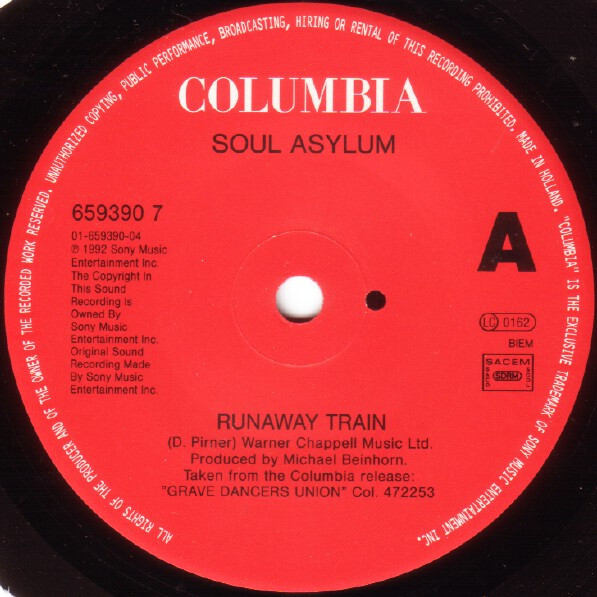 Soul Asylum – Runaway Train (1993, Solid Centre, Vinyl) - Discogs