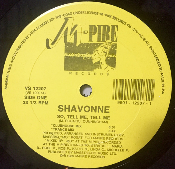 Shavonne – So, Tell Me, Tell Me (1989, Vinyl) - Discogs