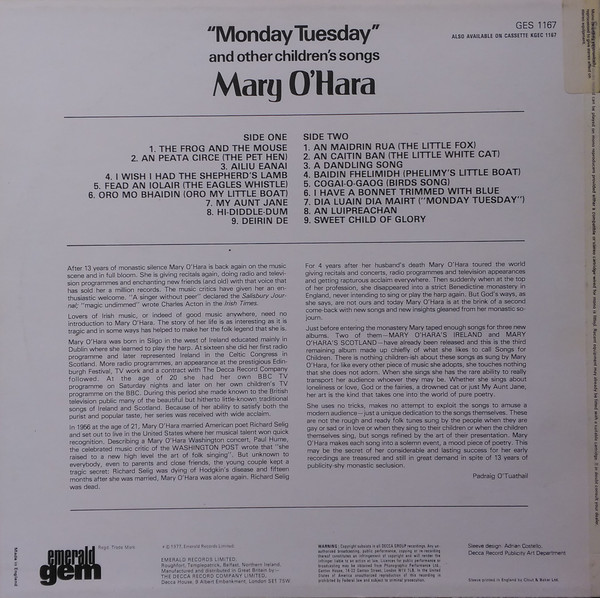 lataa albumi Mary O'Hara - Monday Tuesday And Other Childrens Songs
