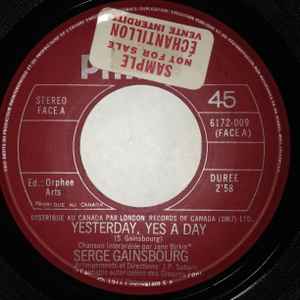 Serge Gainsbourg Yesterday Yes A Day 1977 Vinyl Discogs