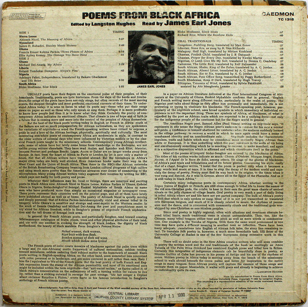 last ned album Langston Hughes - Poems From Black Africa