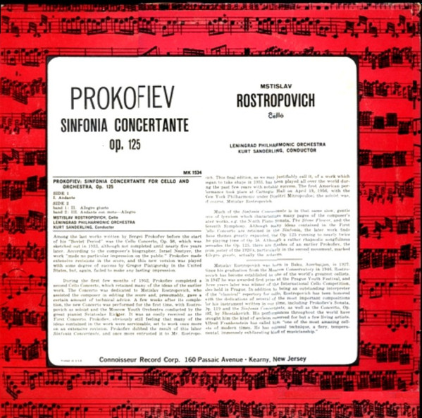 Album herunterladen Prokofiev Mstislav Rostropovich - Prokofiev Sinfonia Concertante Op125 Mstislav Rostropovich Cello