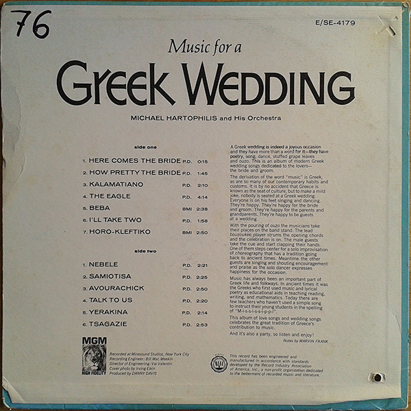 télécharger l'album Michael Hartophilis And His Orchestra - Music For A Greek Wedding