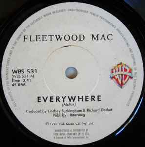 Fleetwood Mac Everywhere Vinyl Record Song Lyric Print - Red Heart