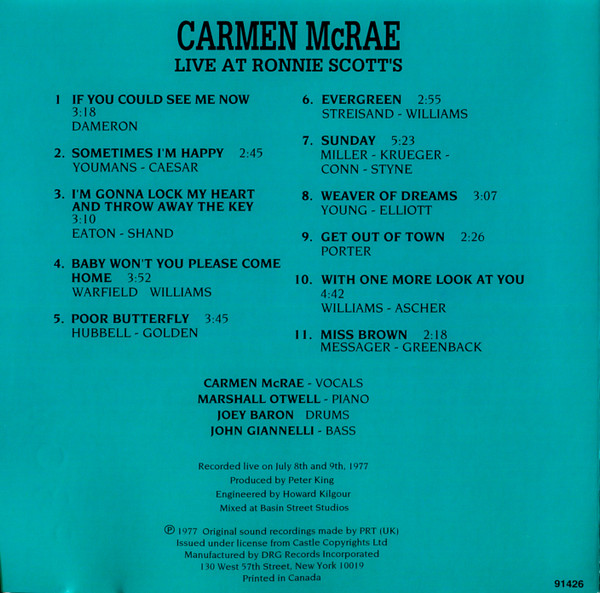 descargar álbum Download Carmen McRae - Live At Ronnie Scotts album
