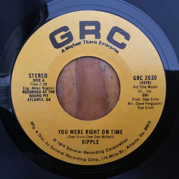 Ripple 名盤 FUNK SOUL LP You Were Right On Time / Be My Friend 