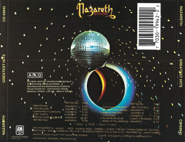 Nazareth - Greatest Hits | A&M Records (CD 69942) - 5