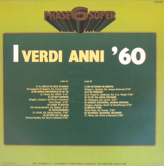 last ned album Various - I Verdi Anni 60