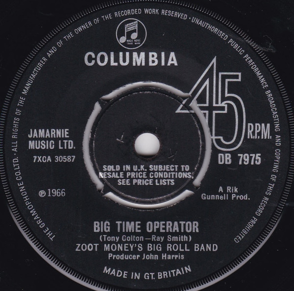 Zoot Money's Big Roll Band – Big Time Operator (1966, Vinyl) - Discogs