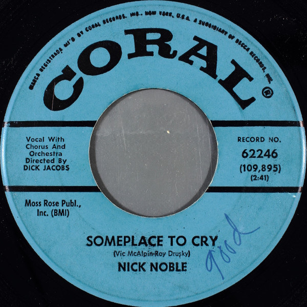 Nick Noble – Someplace To Cry (1961, Vinyl) - Discogs