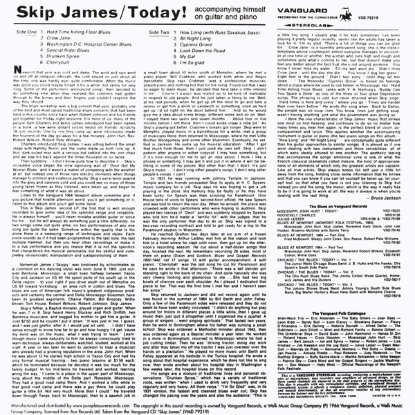 Skip James - Skip James Today! | Vanguard (VSD 79219) - 2