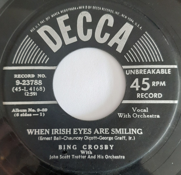 WHEN IRISH EYES ARE SMILING vinyl record