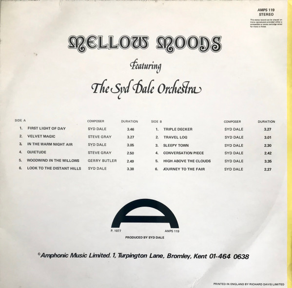 The Syd Dale Orchestra – Mellow Moods (1977, Vinyl) - Discogs