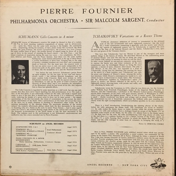Album herunterladen Pierre Fournier Philharmonia Orchestra Sir Malcolm Sargent - Schumann Cello Concerto In A Minor Tchaikovsky Variations On A Rococo Theme