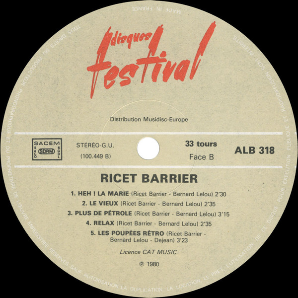 Ricet Barrier - Album 2 Disques | Disques Festival (ALB 318) - 8