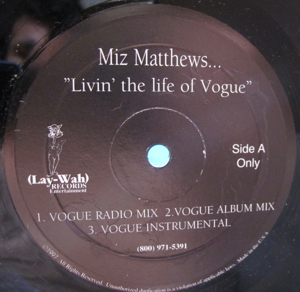 Miz Matthews – Livin' The Life Of Vogue (1997, Vinyl) - Discogs