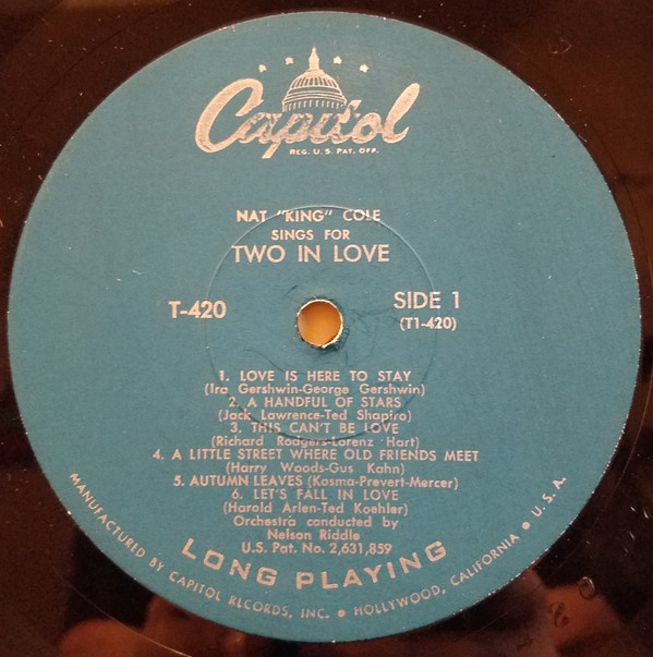 Nat 'King' Cole - Nat 'King' Cole Sings For Two In Love | Capitol Records (T420) - 3