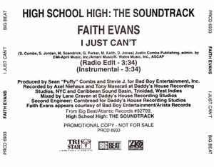 Faith Evans - I Just Can't album cover