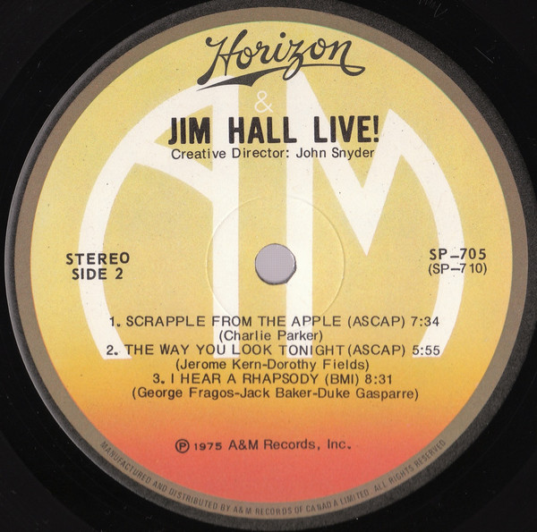 Jim Hall - Jim Hall Live! | A&M Records (SP-705) - 4