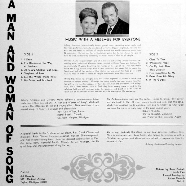 lataa albumi Dorothy Mains & Johnny Ambrose - A Man And Woman Of Song