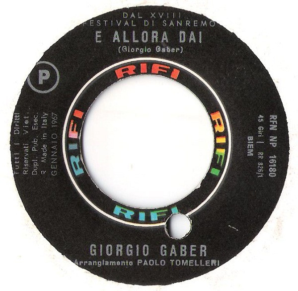 télécharger l'album Giorgio Gaber - E Allora Dai