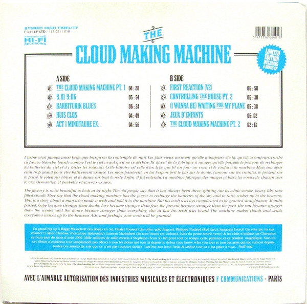 Laurent Garnier - The Cloud Making Machine | F Communications (F 211 LP LTD) - 3