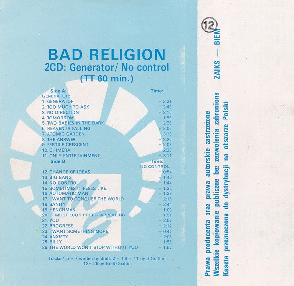 baixar álbum Bad Religion - No Control Generator