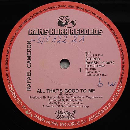 Rafael Cameron – All That's Good To Me (1982, Vinyl) - Discogs