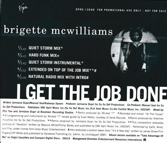 Brigette McWilliams – I Get The Job Done (1994, CD) - Discogs