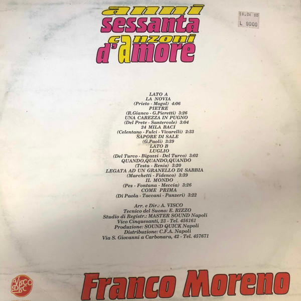 baixar álbum Franco Moreno - Anni Sessanta Canzoni DAmore
