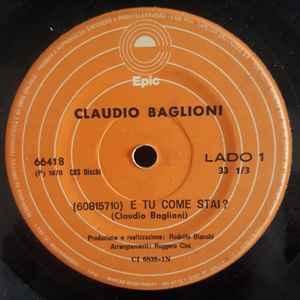 Claudio Baglioni _ E Tu Come Stai / Con Te _ Vinile 45giri 7 _ 1978 Cbs  Italy