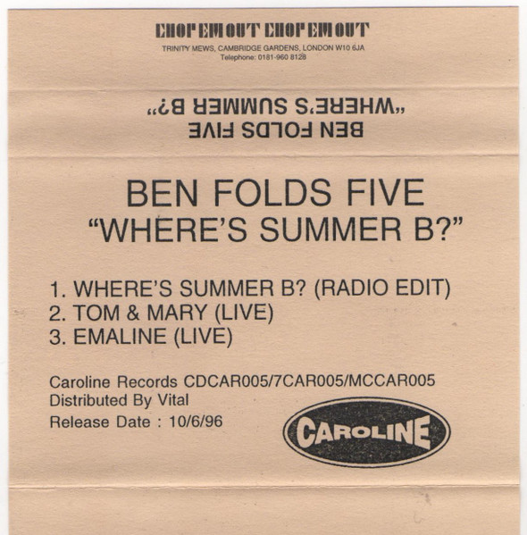 Ben Folds Five – Where's Summer B? (1996, Vinyl) - Discogs