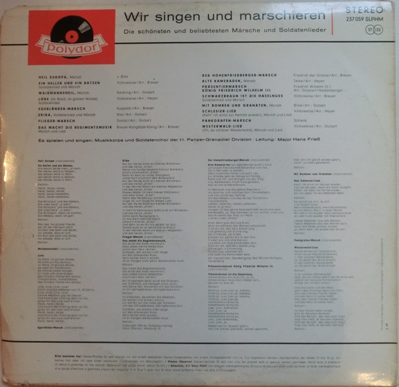descargar álbum Musikkorps Und Soldatenchor der 11 PanzerGrenadierDivision Leitung Major Hans Friess - Wir Singen Und Marschieren