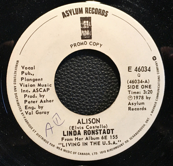 Linda Ronstadt – Alison (1978, Vinyl) - Discogs