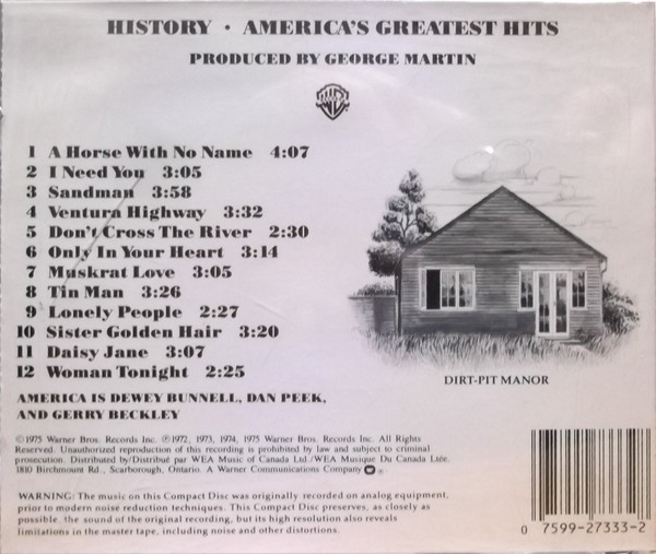 America - America's Greatest Hits / History | Warner Bros. Records (CD 3110) - 2