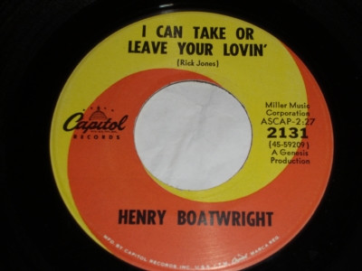 last ned album Henry Boatwright - I Can Take Or Leave Your Lovin