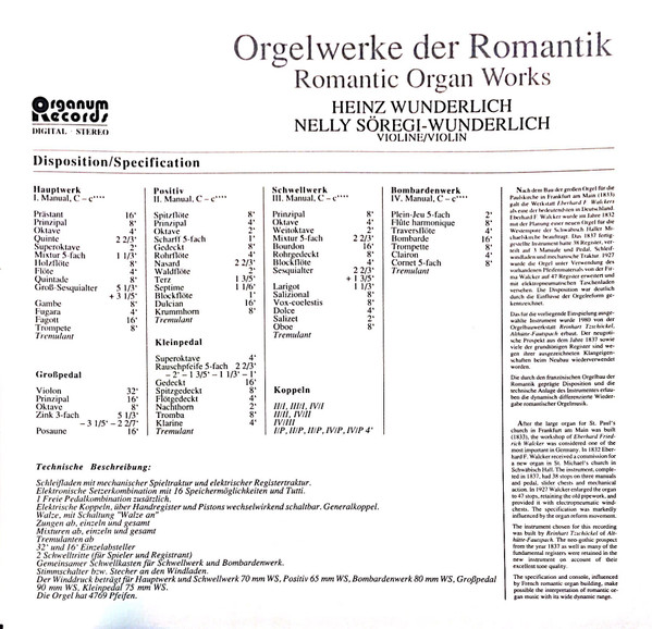 Album herunterladen August Gottfried Ritter, Joseph Von Rheinberger Heinz Wunderlich , Nelly SöregiWunderlich - Orgelwerke Der Romantik Romantic Organ Works