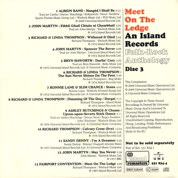 baixar álbum Various - Meet On The Ledge An Island Records Folk Rock Anthology