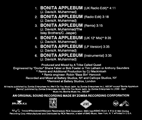A Tribe Called Quest – Bonita Applebum (1990, CD) Discogs