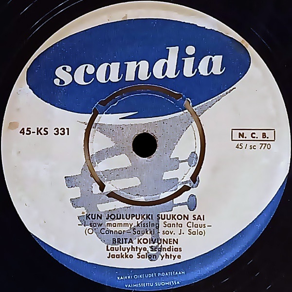 Brita Koivunen, Lauluyhtye Scandias, Jaakko Salon Yhtye / Saukki & Oravat – Kun  Joulupukki Suukon Sai / Pikkuoravien Joululaulu (1959, Vinyl) - Discogs
